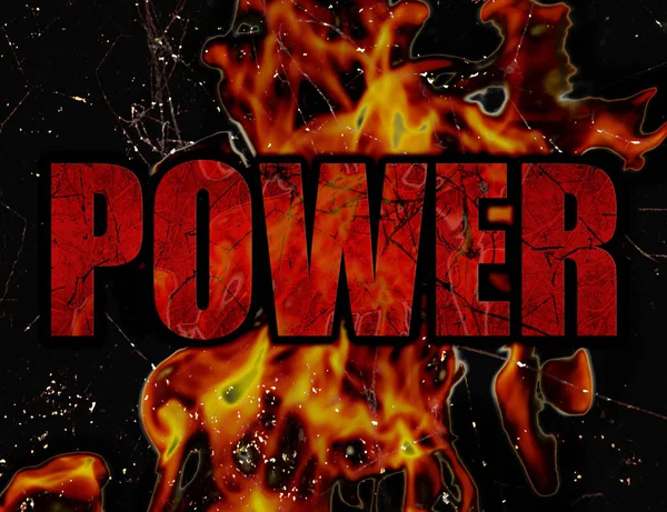 Conceptural Design Showing Power Bold Letters Flame Background — Stock Photo, Image