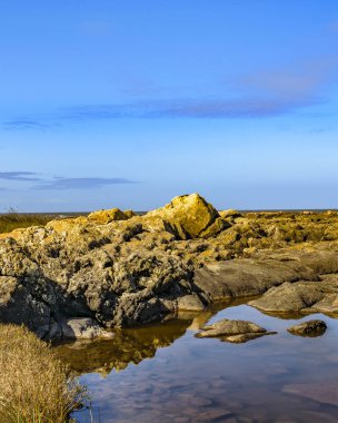 Boş kayalık sahil sahne City'deki Montevideo, Uruguay