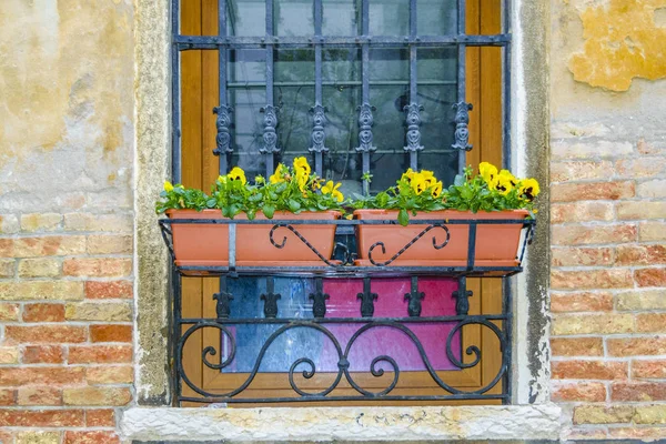 Casa Típica Ventana Urbana Centro Histórico Venecia Italia — Foto de Stock