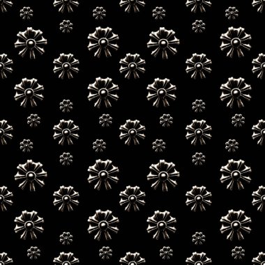 Dijital kolaj tekniği süslü Dikişsiz desen tasarım siyah ve beyaz renklerde