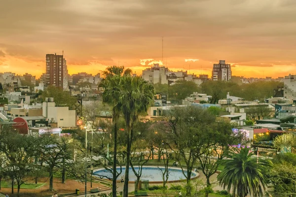 Solnedgången Stadsbilden Flygfoto Över Staden Buenos Aires Argentina — Stockfoto