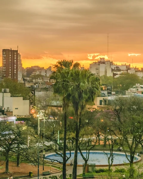 Coucher Soleil Paysage Urbain Vue Aérienne Ville Buenos Aires Argentine — Photo