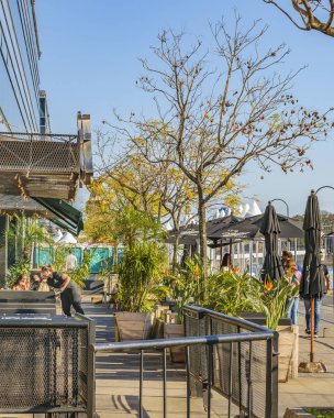 Buenos Aires, Arjantin, Eylül - 2018 - yiyecek ve içecekler puerto sokak madero bölge, Arjantin