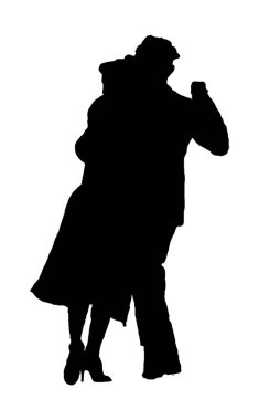 Tango dansçılar grafik siluet çizimi beyaz arka plan üzerinde izole çift