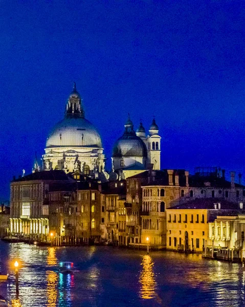 Nachtszene Canal Grande Venedig Italien — Stockfoto