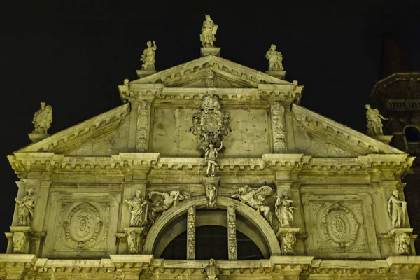 Venise Italie Janvier 2018 Église Baroque Ornée Angle Bas Centre — Photo