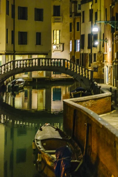 Venecia Italia Enero 2018 Escena Nocturna Urbana Centro Histórico Venecia — Foto de Stock