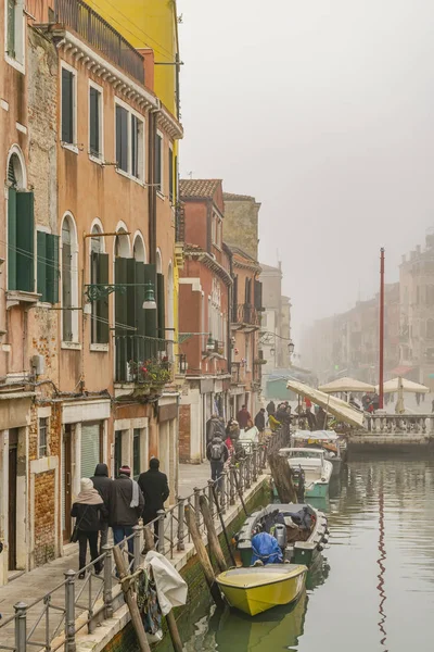 Velence Olaszország Január 2018 Téli Városi Táj Kis Csatorna Velence — Stock Fotó