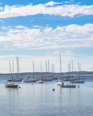 Öğleden sonra sahne ile lots-in tekneler, punta del este şehir bağlantı noktası, Uruguay