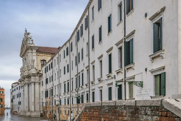 Architectural urban scene at historic center of venice city, Italy