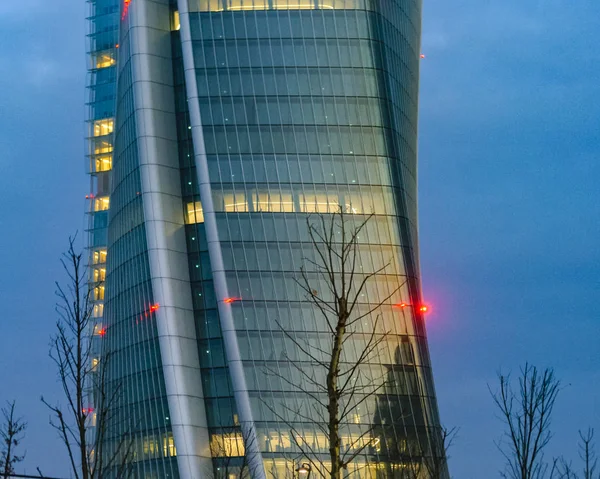 Städtischen Nacht Szene Zeitgenössische Moderne Architektur Stadtteil Leben Mailand Italien — Stockfoto