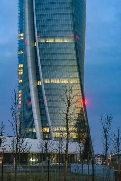 Scène Nocturne Urbaine Architecture Moderne Contemporaine Dans Quartier Vie Urbaine — Photo