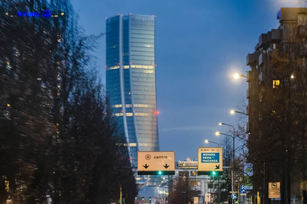 意大利 2018年1月 城市景观夜景 Rban 城市景观夜景现代现代建筑在米兰 意大利米兰 — 图库照片