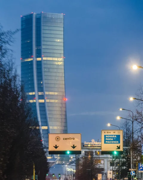 Milan Italie Janvier 2018 Paysage Urbain Scène Nocturne Rban Paysage — Photo