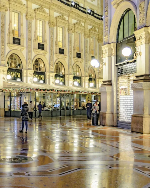 Milano Italien Januari 2018 Interiör Nattscen Berömda Vittorio Emanuele Lyx — Stockfoto