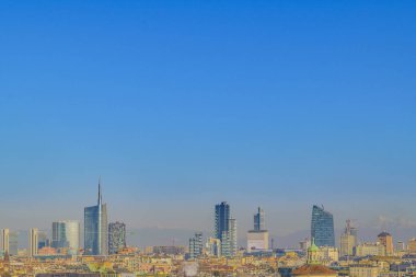 Cityscape hava kenti milan gökdelen duomo cathedral bakış açısından.