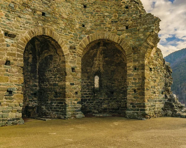 Εξωτερική Άποψη Λεπτομέρεια Του San Michele Sacra Abbey Οποίο Βρίσκεται — Φωτογραφία Αρχείου