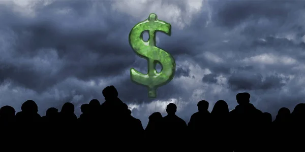 Graphic Financial Economic Concept Background Design Group People Silhouette Stormy — Stock Photo, Image