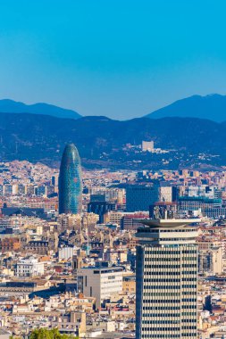 Barselona, İspanya, barcelona City montjuic Bahçe park bakış açısından Janaury - 2018 - havadan görünümü