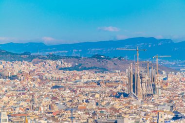 Barselona, İspanya, barcelona City montjuic Bahçe park bakış açısından Janaury - 2018 - havadan görünümü