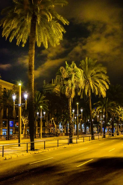 Barcelona España Enero 2018 Escena Nocturna Urbana Avenida Principal Ciudad — Foto de Stock