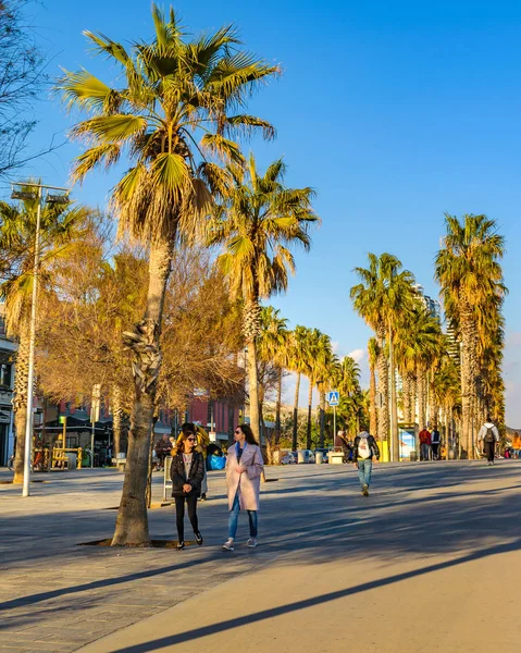 Barselona Spanya Ocak 2018 Barcelona City Sahil Geçit Güneşli Kış — Stok fotoğraf