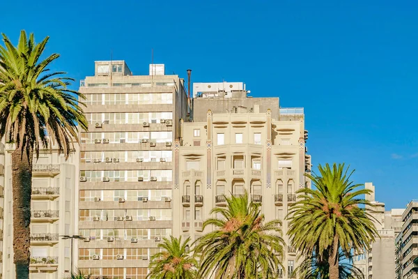 Fachada Exterior Edificios Apartamentos Plaza Independencia Montevideo Uruguay — Foto de Stock