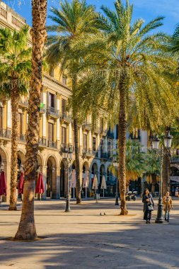 Barselona, İspanya, Ocak - 2018 - Kış gün olay yerinde medinaceli kare duke, Gotik mahalle Barcelona, İspanya