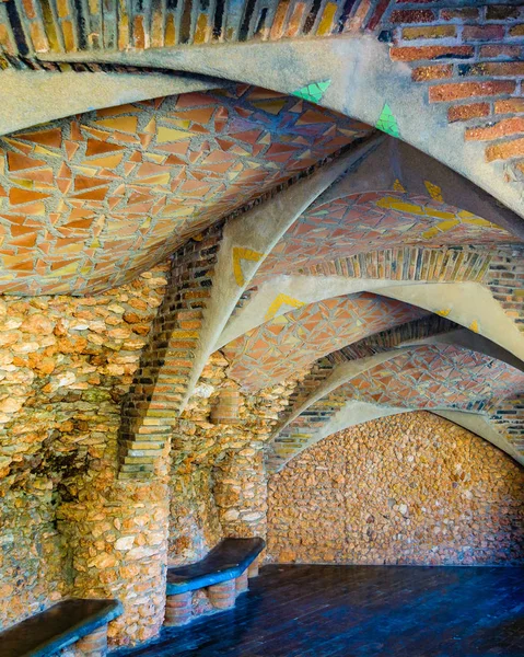Catalunya Spain January 2018 Exterior View Brick Wall Vault Guell — Stock Photo, Image