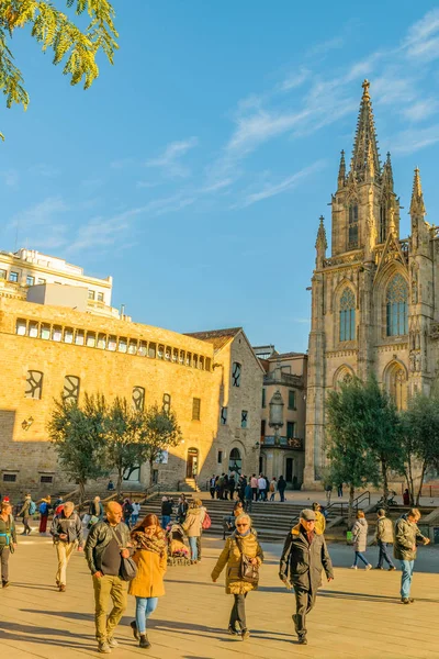 Barcelona Španělsko Leden 2018 Vnější Pohled Nova Náměstí Slavná Katedrála — Stock fotografie