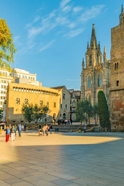 Barcelona Španělsko Leden 2018 Vnější Pohled Nova Náměstí Slavná Katedrála — Stock fotografie