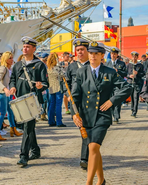 Montevideo Uruguay April 2018 Militärparade Der Marineband Festlichen Tag Hafen — Stockfoto