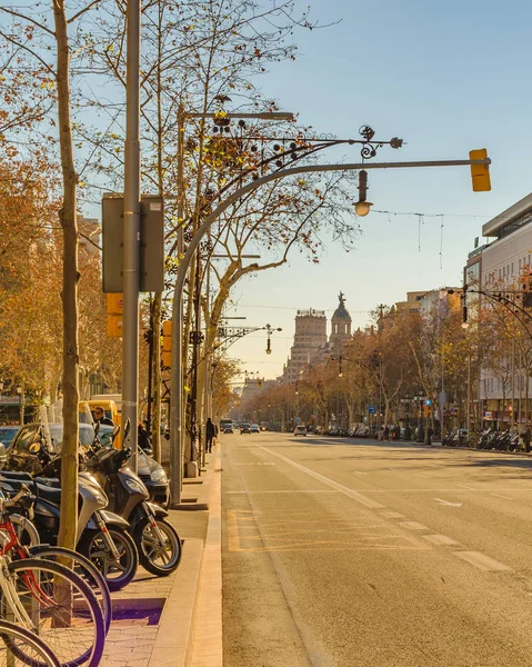 Barcelona Spagna Gennaio 2018 Scena Della Giornata Invernale Urbana Viale — Foto Stock
