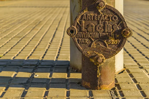 Železo Znamení Staré Vlakové Nádraží Městě Montevideo Uruguay — Stock fotografie