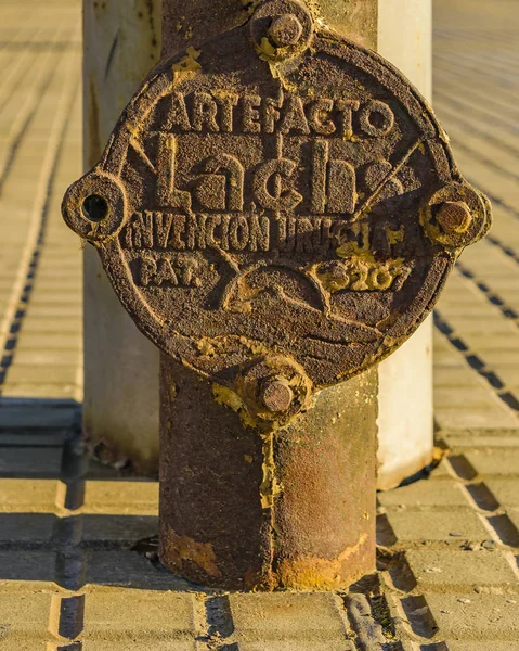 Železo Znamení Staré Vlakové Nádraží Městě Montevideo Uruguay — Stock fotografie