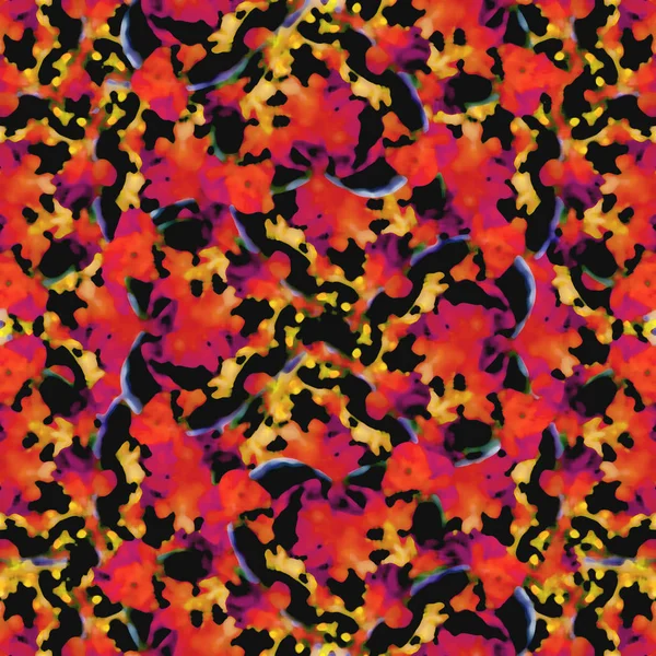 デジタル写真のコラージュと操作テクニック自然花のコラージュ モチーフ シームレス パターン モザイク赤と黒を基調に — ストック写真