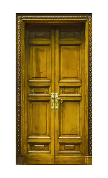 白い背景に分離されたエレガントな木製閉じたドア写真 — ストック写真