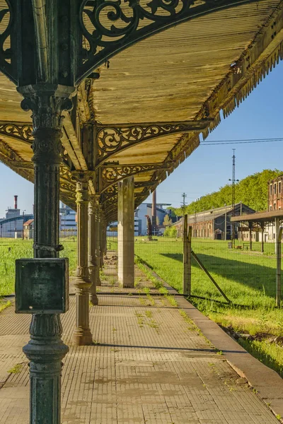 Ancienne Gare Abandonnée Détail Structure Fer Dans Quartier Aguada Montevideo — Photo