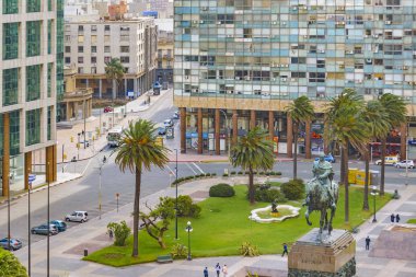 Plaza Independencia, en ünlü Meydanı montevideo şehir, uruguay havadan görünümü