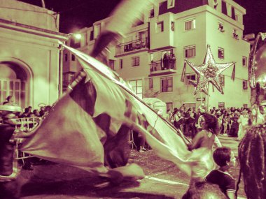 Montevideo, Uruguay, Şubat - 2019 - gece sahne karnaval llamadas geçit töreni olay City'deki Montevideo, Uruguay