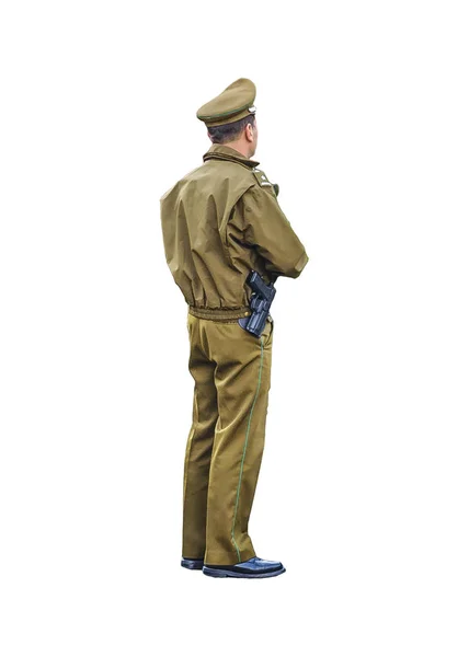 Вид Сбоку Полицейский Военный Мужчина Изолирован Белом Фоне Фото — стоковое фото