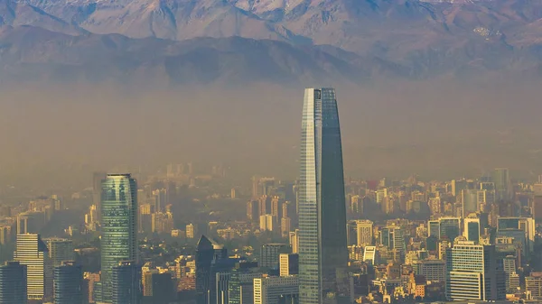 Flygfoto Över Santiago Chile Staden Från San Cristobal Hill Synvinkel — Stockfoto