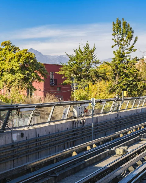 Lege Metro Trein Spoor Buitenaanzicht Santiago Chili City Chili — Stockfoto