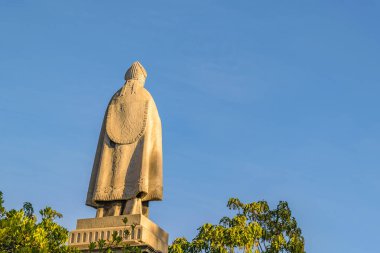 Arkadan Görünüm saint heykel santa lucia Hill, santiago de chile şehrinin en çok ziyaret edilen kamu parkları