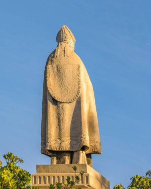 Arkadan Görünüm saint heykel santa lucia Hill, santiago de chile şehrinin en çok ziyaret edilen kamu parkları