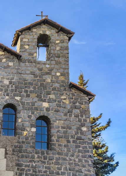 Vista Exterior Capilla Estilo Medieval Colina San Cristóbal Ciudad Santiago — Foto de Stock