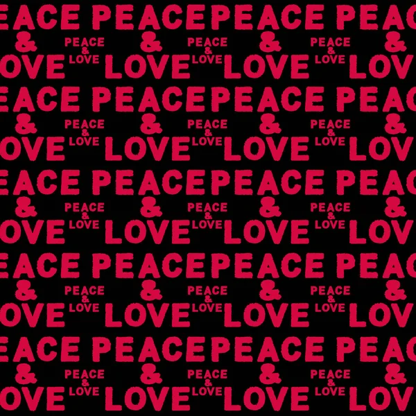 Typographic Style Seamless Pattern Design Peace Love Text Motif Red — Stock Photo, Image