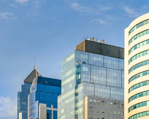 Cityscape Arranha Céus Vista Sanhattan Moderno Distrito Financeiro Santiago Chile — Fotografia de Stock