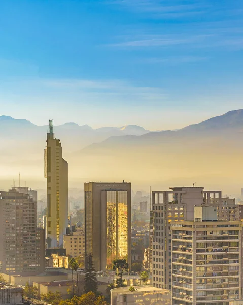 Luchtfoto Van Santiago Chili Stad Vanuit Oogpunt Van Heuvel Van — Stockfoto