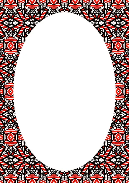 Beyaz bir çerçeve arka plan ile etnik dekoratif yuvarlak kenarlı — Stok fotoğraf